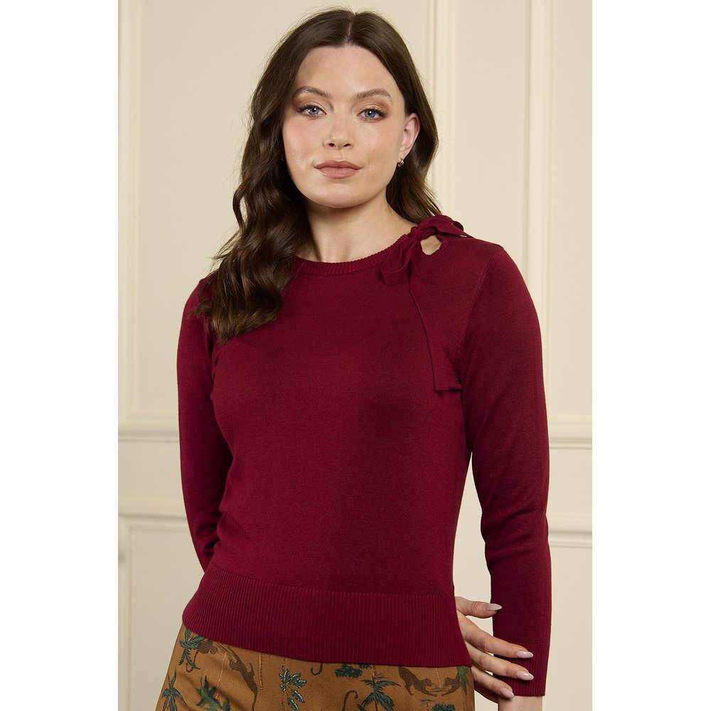 Banned - Bella Bow Jumper - Burgundy